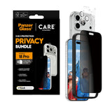 iPhone 18 Pro CARE by PanzerGlass 3-i-1 FLAGSHIP Bundle - Case / Privacy Screen Protector (UWF) / Camera Protection - Transparent / Black