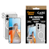 CARE by PanzerGlass Samsung Galaxy S25 Edge 3-i-1 FLAGSHIP Bundle - Case / Screen Protector (UWF) / Camera Protection - Transparent / White