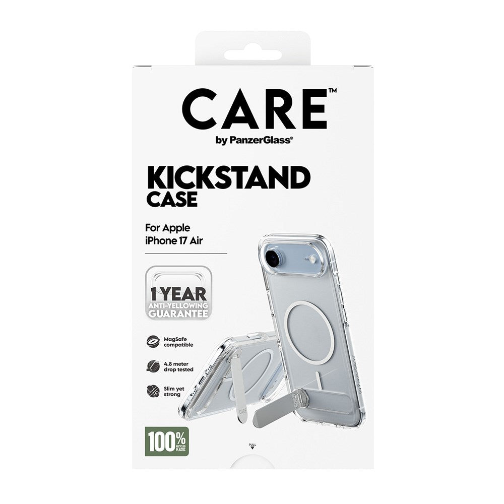 CARE by PanzerGlass iPhone Air Feature Kickstand Case - MagSafe Compatible - Transparent / Silver