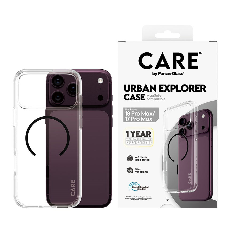 iPhone 18 Pro Max  / 17 Pro Max CARE by PanzerGlass FLAGSHIP Urban Explorer Case - MagSafe Compatible - Transparent / Black