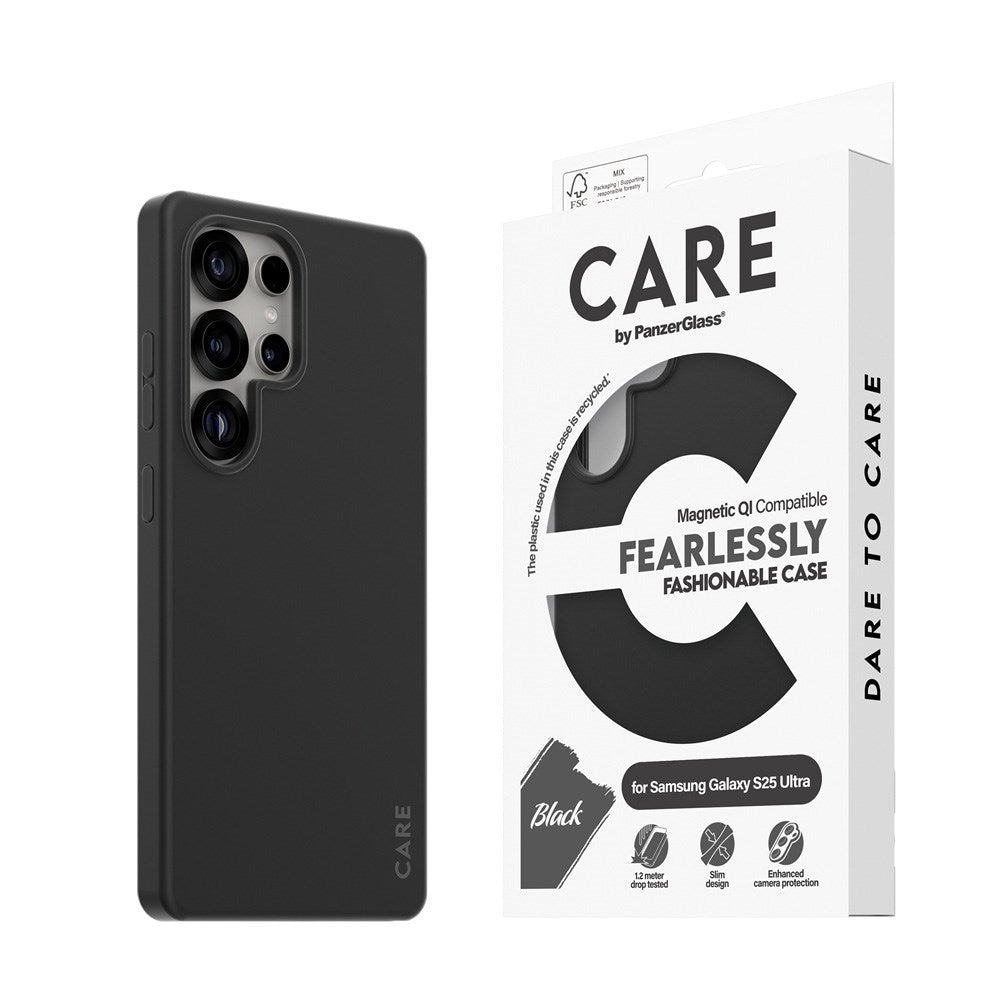 CARE by PanzerGlass Samsung Galaxy S25 Ultra FASHION Fearlessly Fashionable Case - QI Compatible - Black