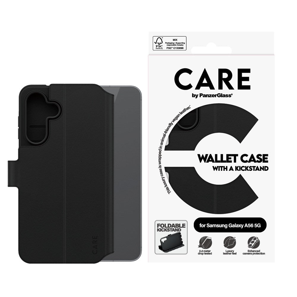 CARE by PanzerGlass Samsung Galaxy A56 (5G) Feature Wallet Case with Kickstand - Black