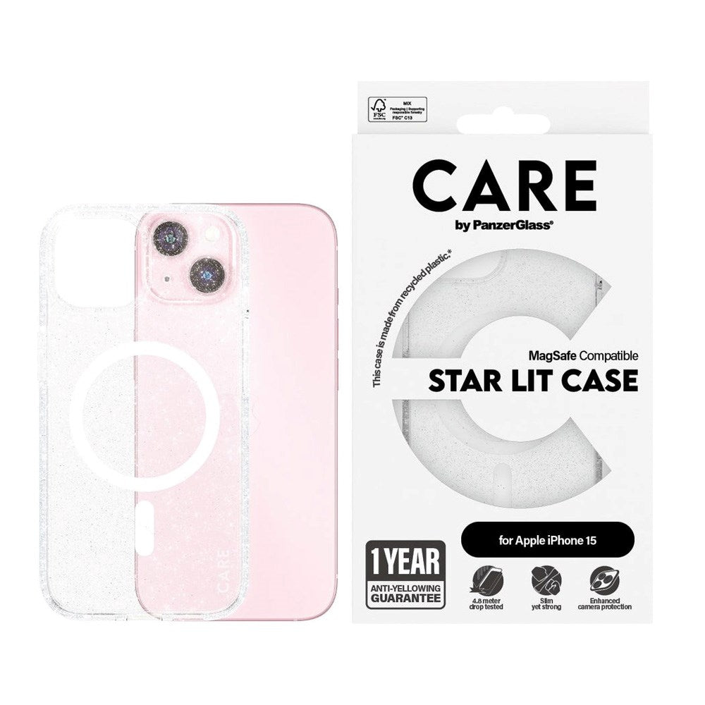 CARE by PanzerGlass iPhone 15 FLAGSHIP Urban Combat Case - MagSafe Compatible - Star Lit / White