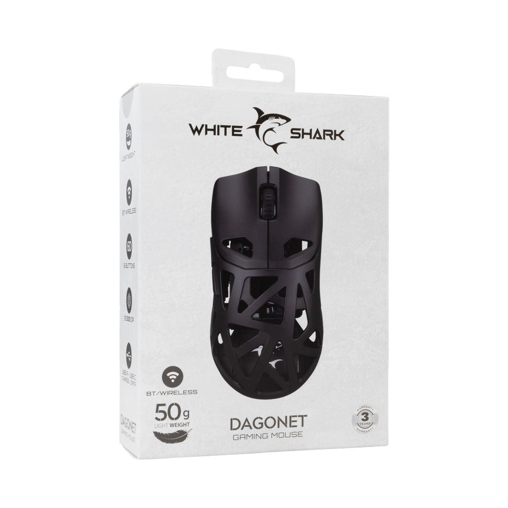 White Shark DAGONET Wireless Gaming Mouse - 6D / 24000 DPI - Black