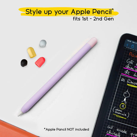 doodroo Apple Pencil 1 & 2nd Gen. Silicone Cover with 5 Colorful Caps – Purple