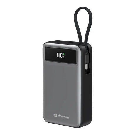 Denver PQCA-20650 65W PowerBank with USB-A / USB-C / Built-in USB-C Cable - 20.000 mAh - Grey