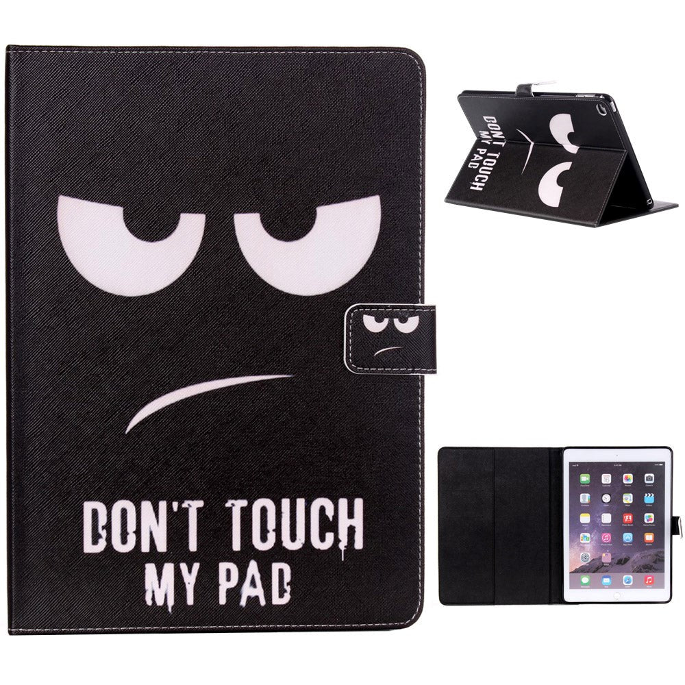 iPad Air 2 Case w. Stand & Card Holder "Don't Touch My Pad" - Black