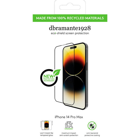 iPhone 14 Pro Max dbramante1928 Eco-Shield Screen Protector w. Installation Frame - Black Edge