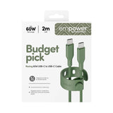 empower by PanzerGlass Racing 60W USB-C to USB-C Cable – 2m – Sage