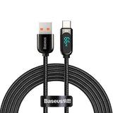 Baseus Display Fast Charging 66W USB-A to USB-C Cable - 1m - Black