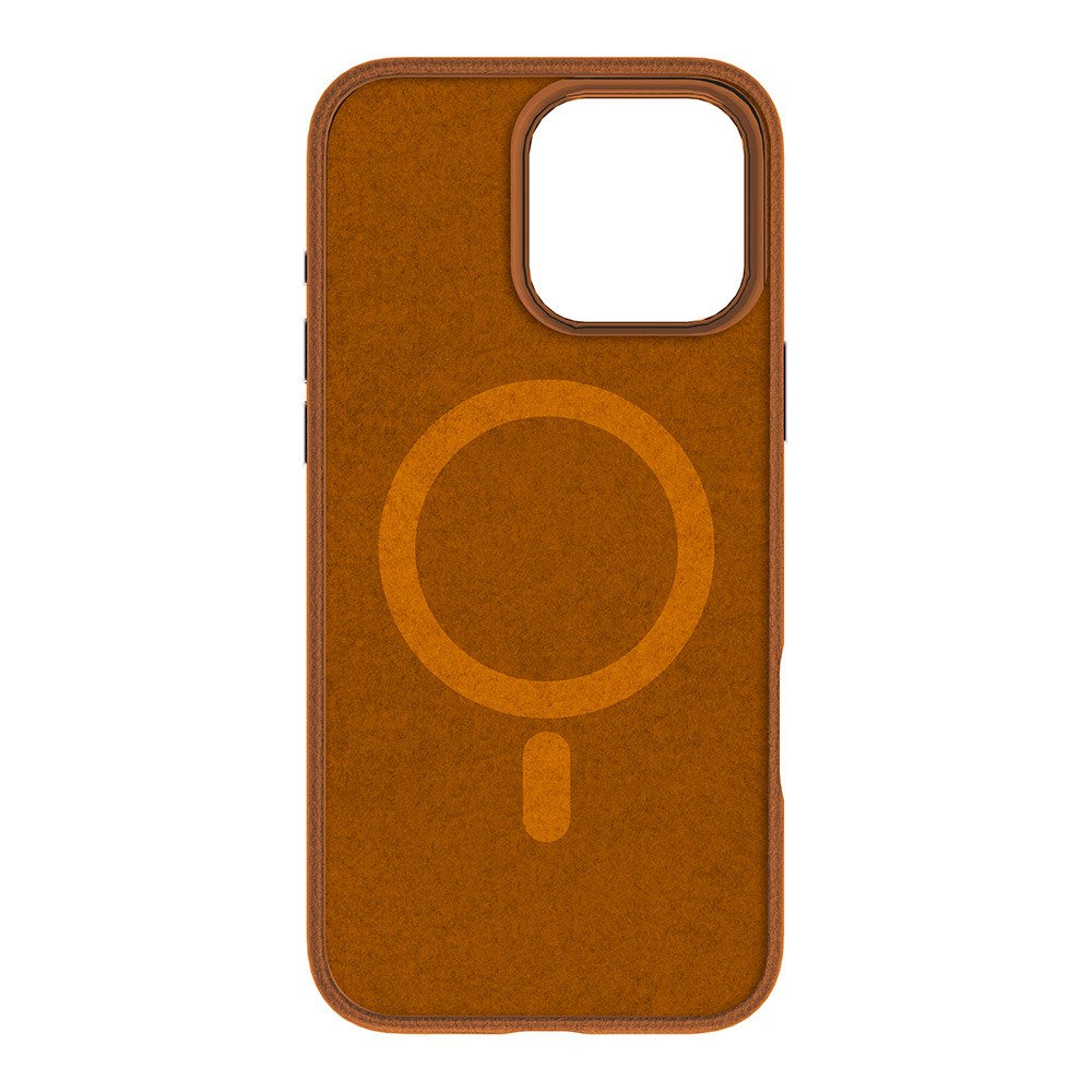 eSTUFF iPhone 16 Pro INFINITE VENICE Leather Covered Plastic Case - MagSafe Compatible - Brown