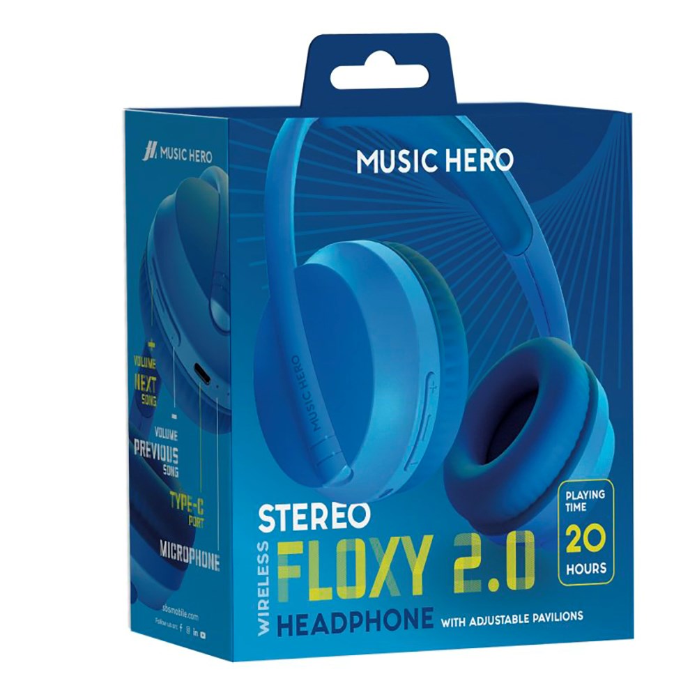 MUSIC HERO Floxy 2.0 Wireless Bluetooth On-Ear Headphones - Blue