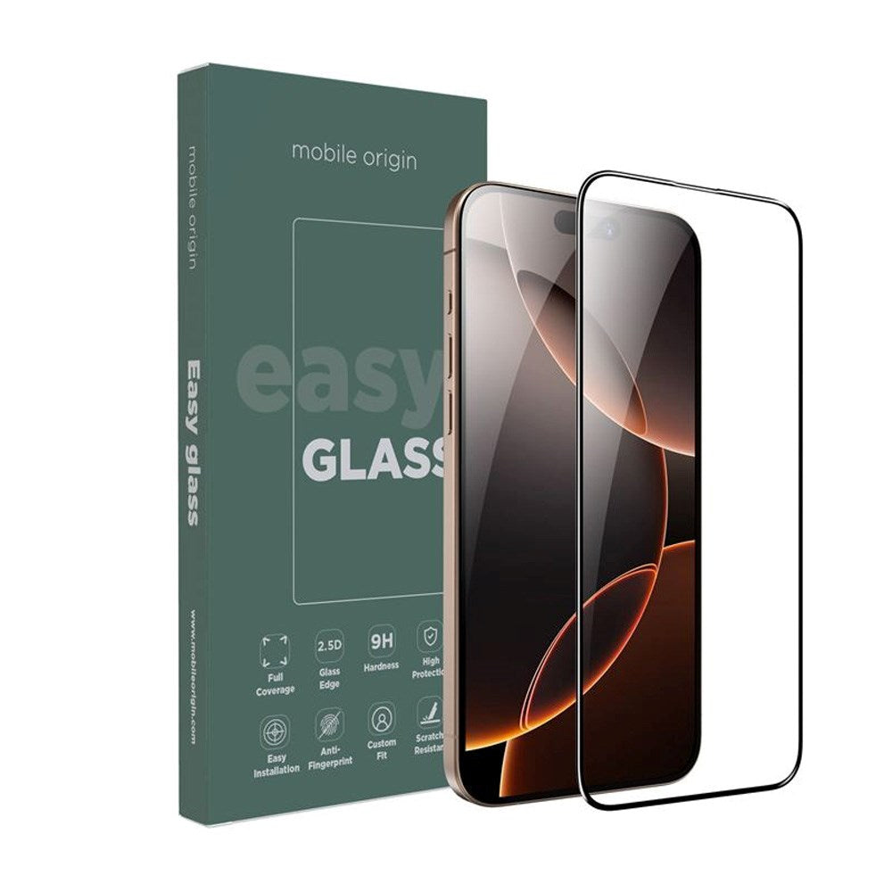 Mobile Origin EasyGlass Screen Protector - iPhone 16 Pro - Transparent/Black Edge