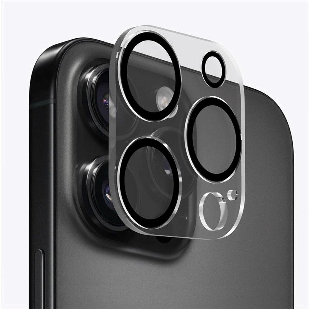 Mobile Origin Tempered Glass Camera Lens Protection iPhone 16 Pro/16 Pro Max - Transparent/Black Edge