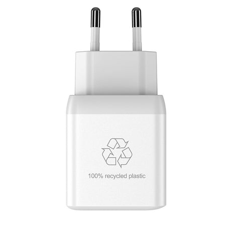 Upström Cirkulär GaN 35W Recycled Plastic Wall Charger with 2 x USB-C - White