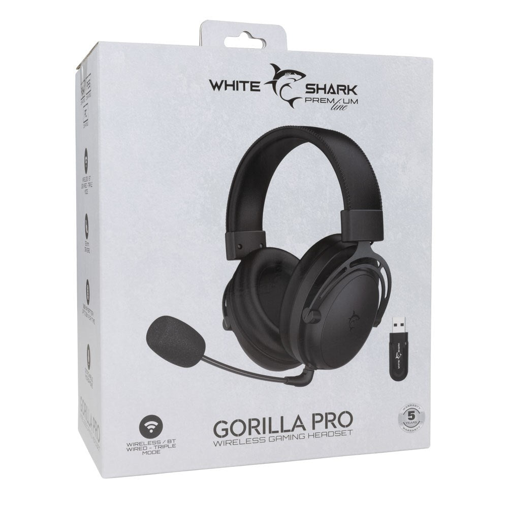 White Shark GORILLA PRO Wireless Over-Ear Gaming Headset - Black