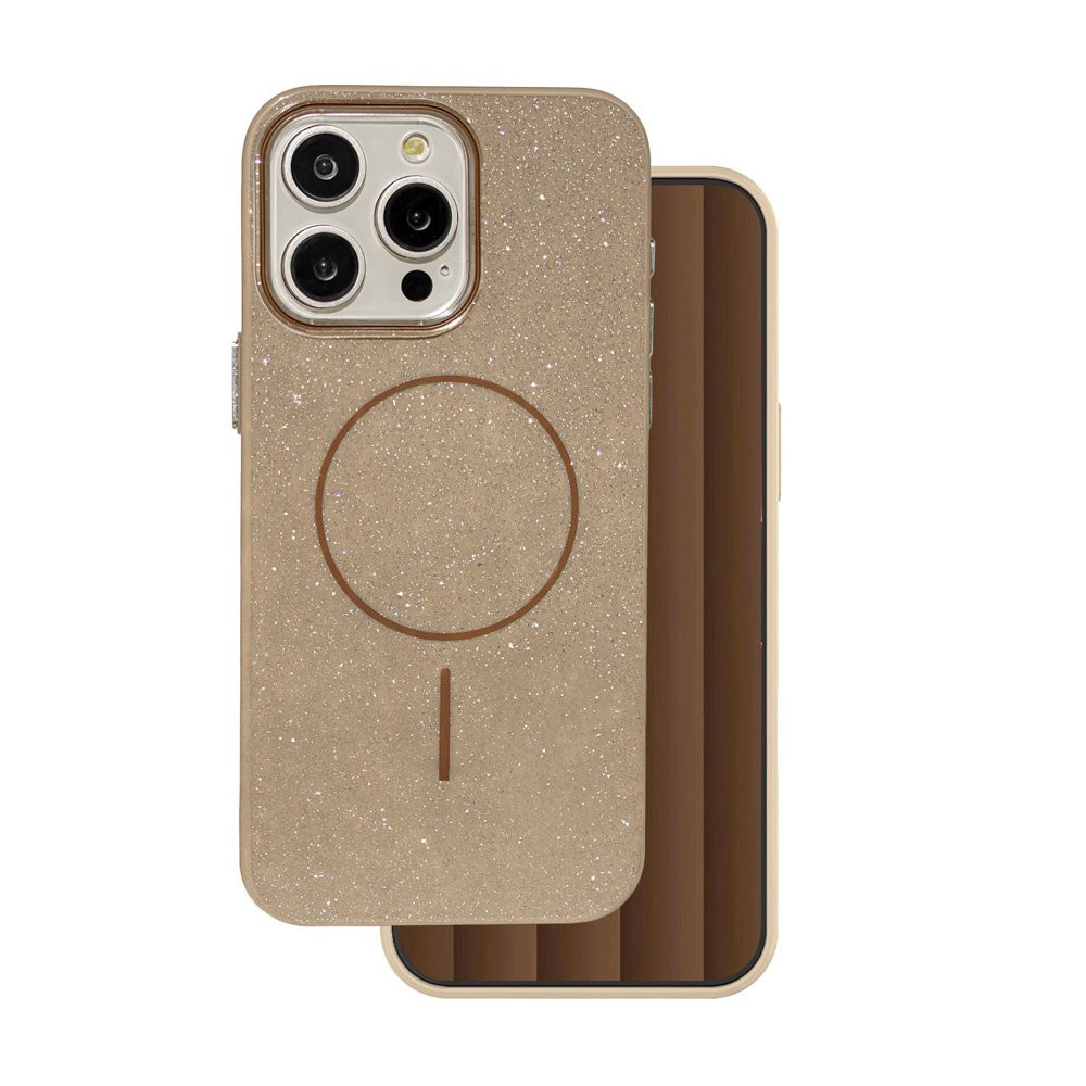 iPhone 15 Pro Glitter Thin Case - MagSafe Compatible - Brown