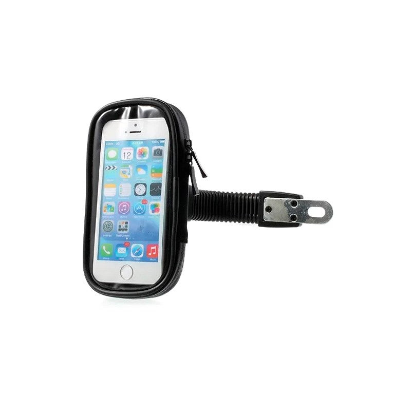 Waterproof Rotating Mobile Holder for Motorcycle Handlebar - Size 14.5 x 7.5 cm - Black