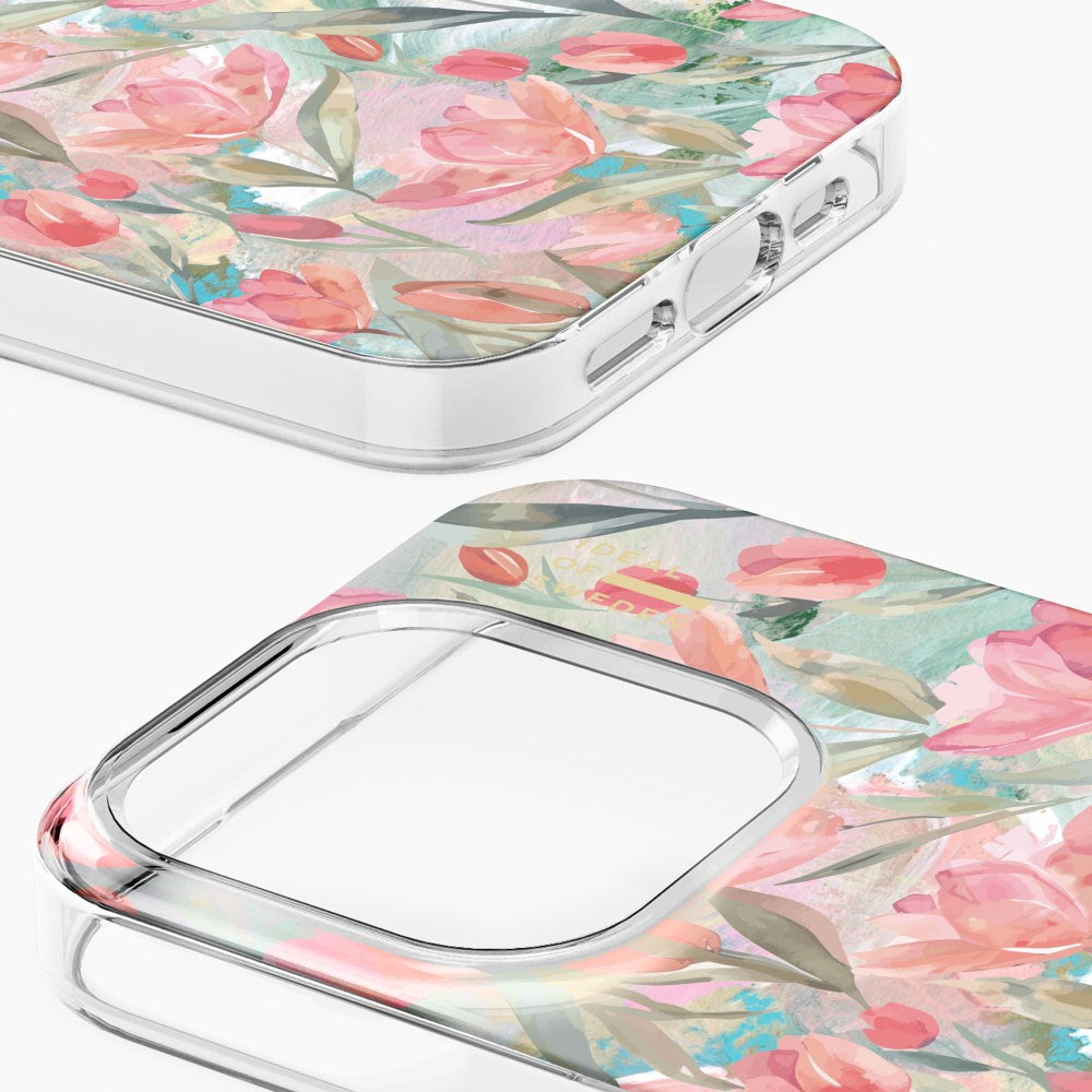 iPhone 15 Pro iDeal Of Sweden Clear Case - MagSafe Compatible - Tulip Bloom