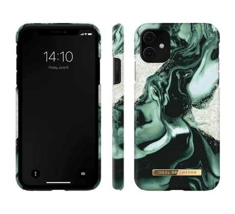 IDEAL OF SWEDEN iPhone 11 Fashion Case Golden Olive Marble