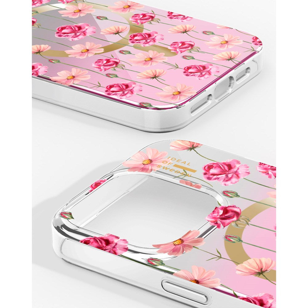 iPhone 17e / 16e / 15 / 14 / 13 iDeal Of Sweden Mirror Case - MagSafe Compatible - Rose Blush Floral