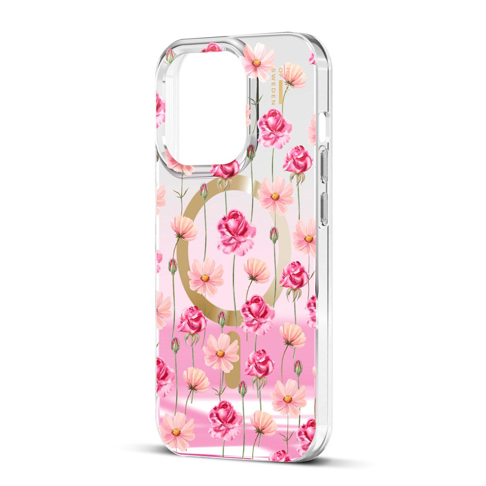 iPhone 17e / 16e / 15 / 14 / 13 iDeal Of Sweden Mirror Case - MagSafe Compatible - Rose Blush Floral