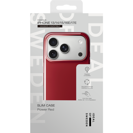 iPhone 17e / 16e / 15 / 14 / 13 iDeal of Sweden Slim Case - MagSafe Compatible - Power Red