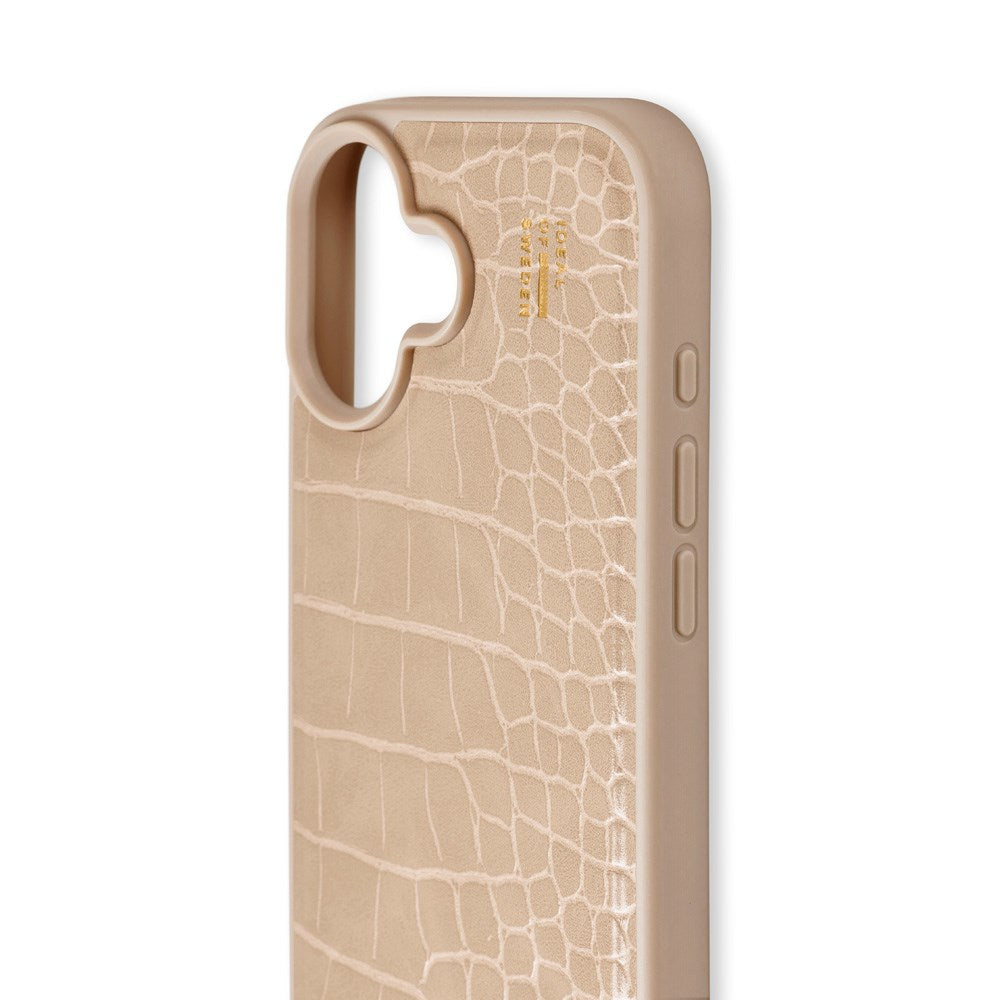 iDeal Of Sweden iPhone 16 Vegan Leather Case - MagSafe Compatible - Warm Beige Croco