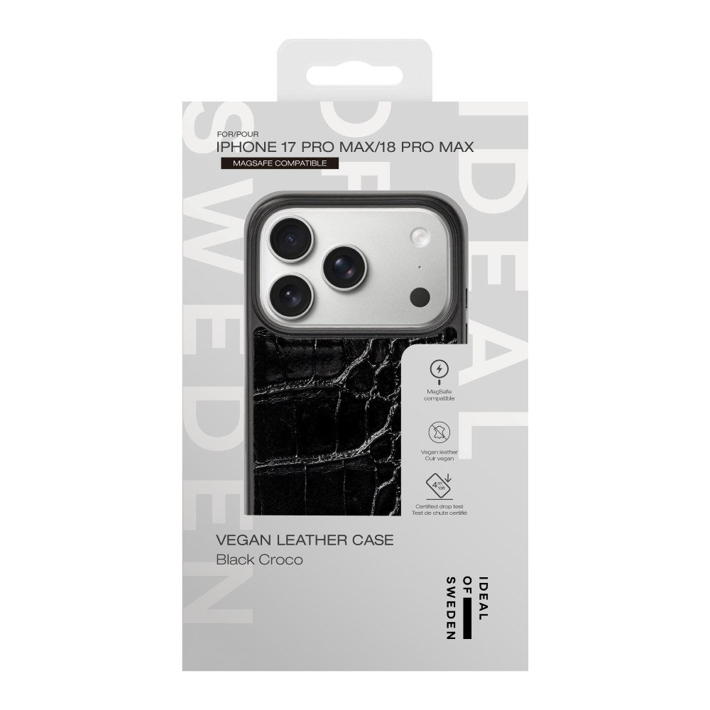 iPhone 18 Pro Max / 17 Pro Max iDeal of Sweden Vegan Leather Case - MagSafe Compatible - Black Croco