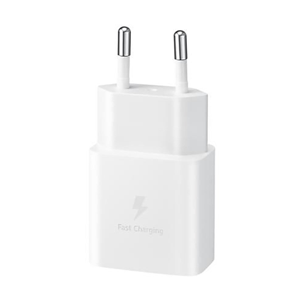 Original Samsung Power Fast Charger 15W Wall Charger with USB-C to USB-C Cable - White