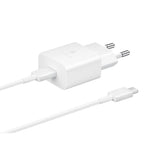 Original Samsung Power Fast Charger 15W Wall Charger with USB-C to USB-C Cable - White