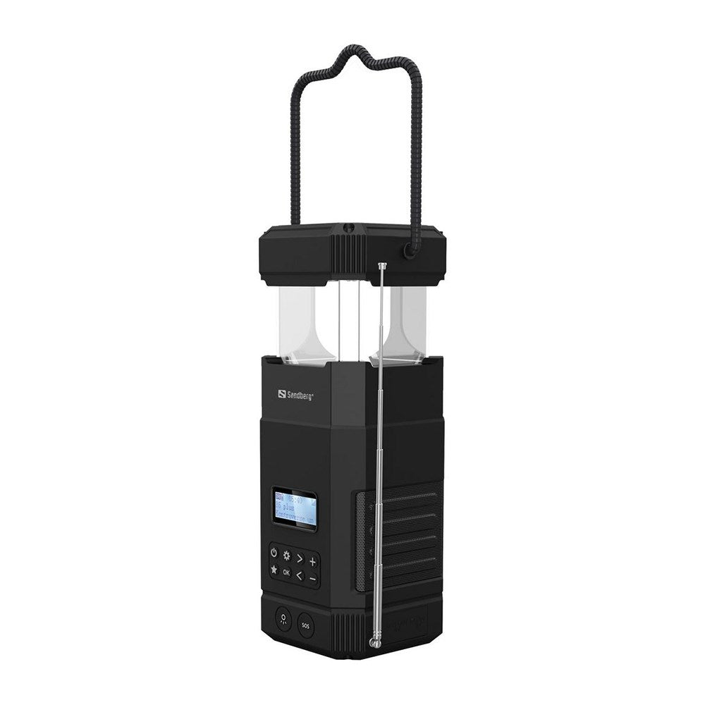 Sandberg Survivor Lantern Powerbank with Solar Charging, Lights and Radio - USB-A - Black