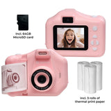 Denver KPC-1370 Digital Camera for Kids with Thermal Printer - incl. MicroSD Card & Printer Paper - Pink