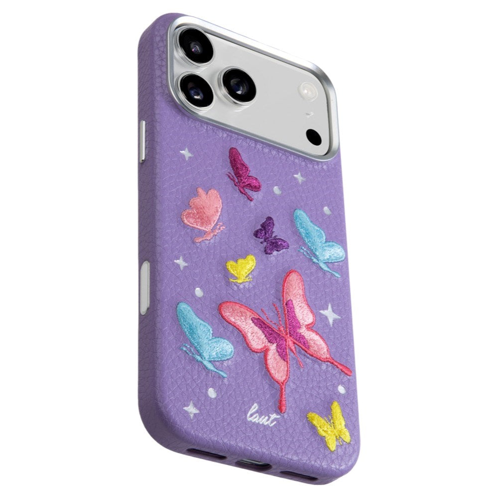 iPhone 18 Pro / 17 Pro LAUT TWINE EDGE Case w. Strap - MagSafe Compatible - Lilac Butterfly
