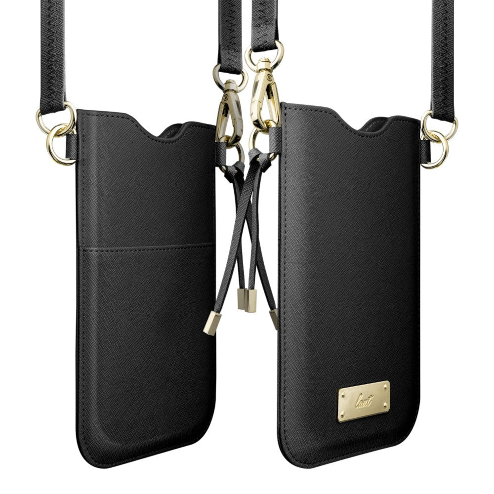Artificial Leather Crossbody Mobile Phone Case LAUT PRESTIGE - Black (Max. Phone Size: 6.5")