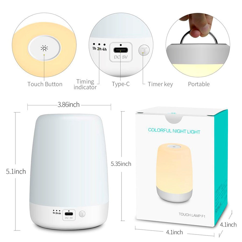 Lippa Night Lamp with 9 Colors, Touch function and Battery - White