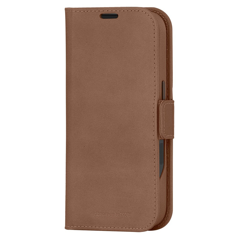 iPhone 16 dbramante1928 Lynge Genuine Leather Magnet Flip Case - MagSafe Compatible - Tan