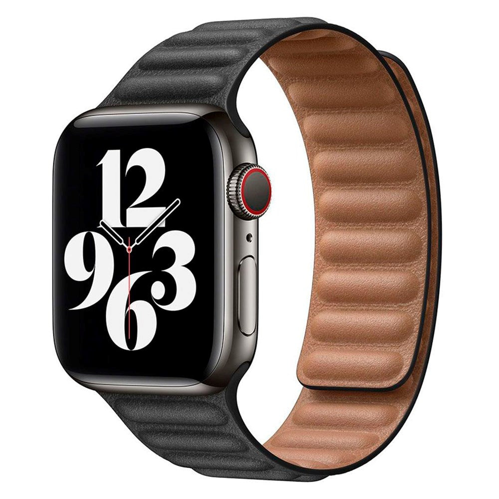 Lippa Apple Watch (42/44/SE/45/46/49mm) Magnetic Leather Strap - Black