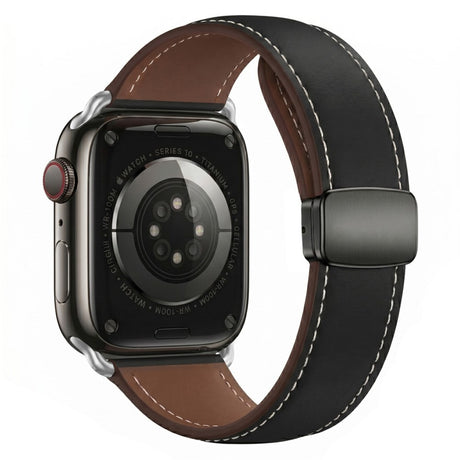 Apple Watch (42/44/45/46/49 mm) Lippa Magnetic Artificial Leather Strap - Black