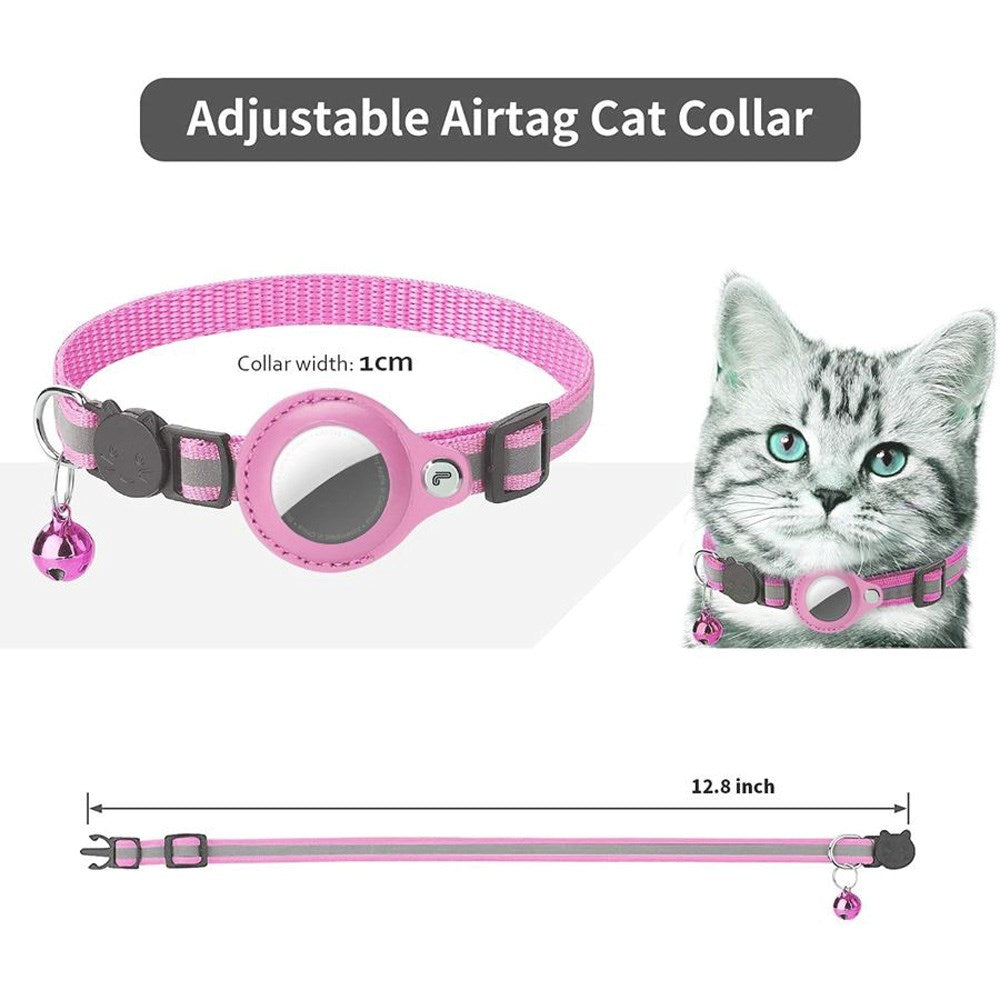 Lippa Collar with AirTag Faux Leather Case - 22-32 cm - Pink