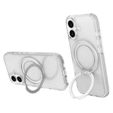 iPhone 17 Lippa Hybrid Plastic Case with 360 Rotating Kickstand - MagSafe Compatible - Transparent / Silver