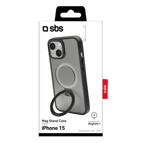 iPhone 15 SBS Mag Stand Case - MagSafe Compatible - Matte Black