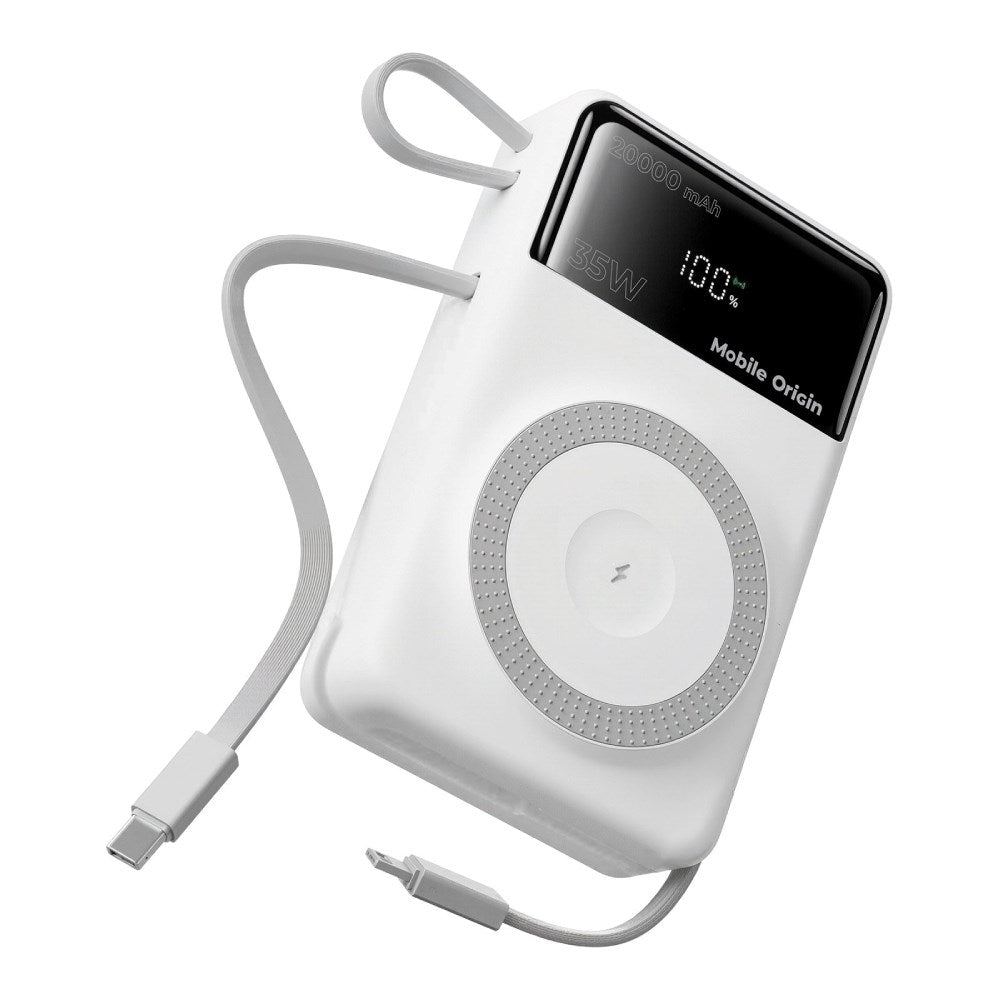 PowerBank Mobile Origin 35W PD 20,000mAh with Display - MagSafe Compatible - White