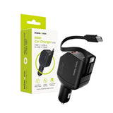 4-in-1 Car Charger 90W Mobile Origin with USB-C + USB-A and 2x Retractable USB-C Cable – Black