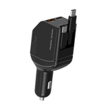 4-in-1 Car Charger 90W Mobile Origin with USB-C + USB-A and 2x Retractable USB-C Cable – Black