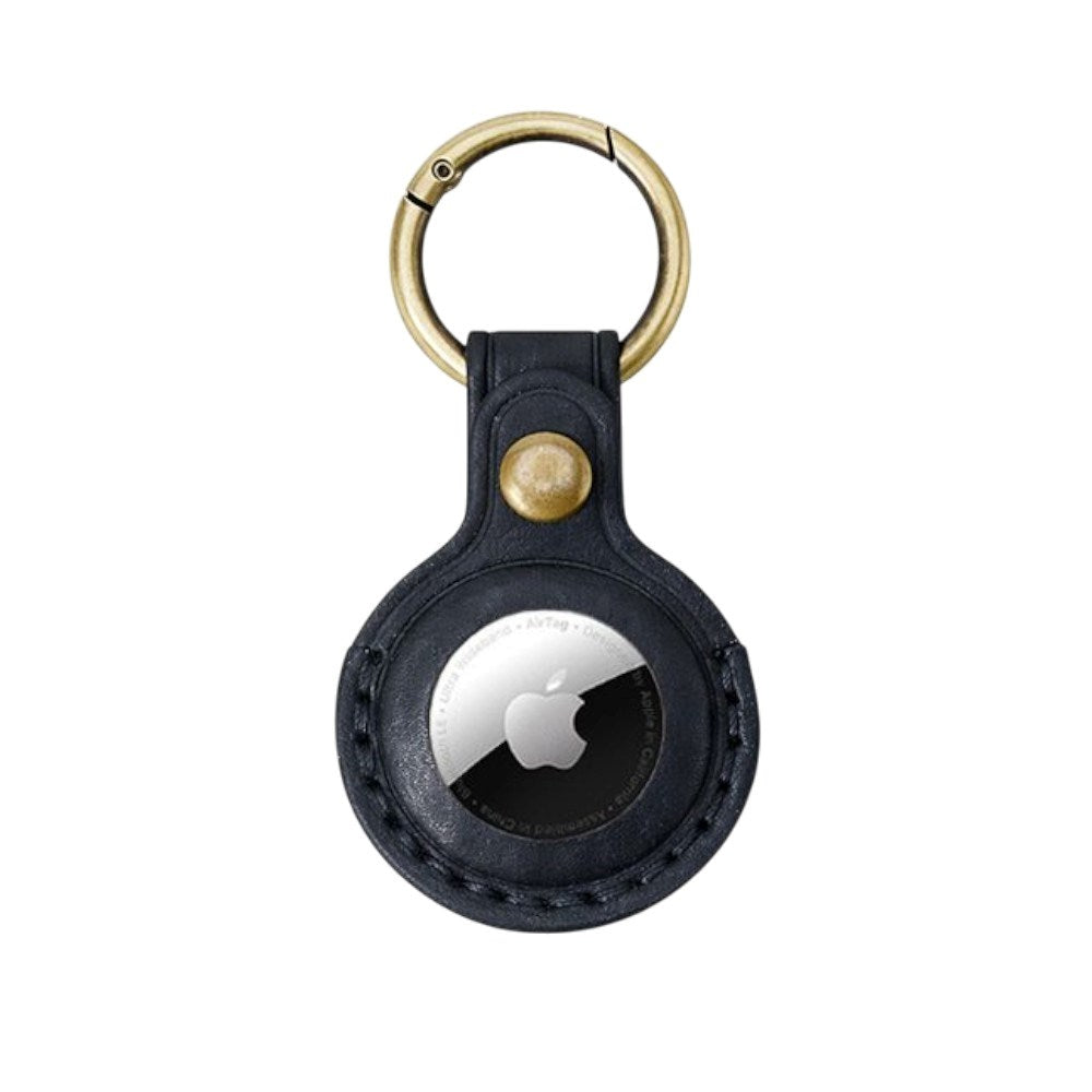 AirTag 1. & 2. Gen. Mobile Origin Genuine Leather Cover w. Keychain - Black