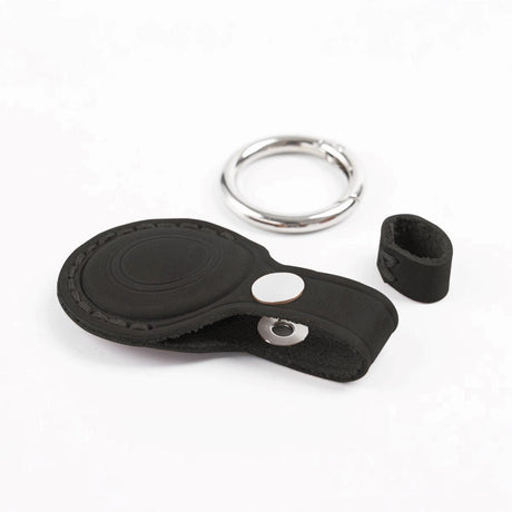 AirTag 1. & 2. Gen. Mobile Origin Genuine Leather Case w. Carabiner - Black