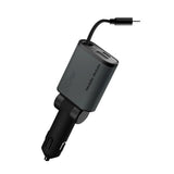 3-in-1 Car Charger 50W Mobile Origin with USB-C + USB-A and Retractable USB-C Cable – Grey