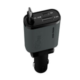 3-in-1 Car Charger 50W Mobile Origin with USB-C + USB-A and Retractable USB-C Cable – Grey