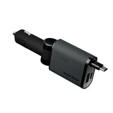 3-in-1 Car Charger 50W Mobile Origin with USB-C + USB-A and Retractable USB-C Cable – Grey